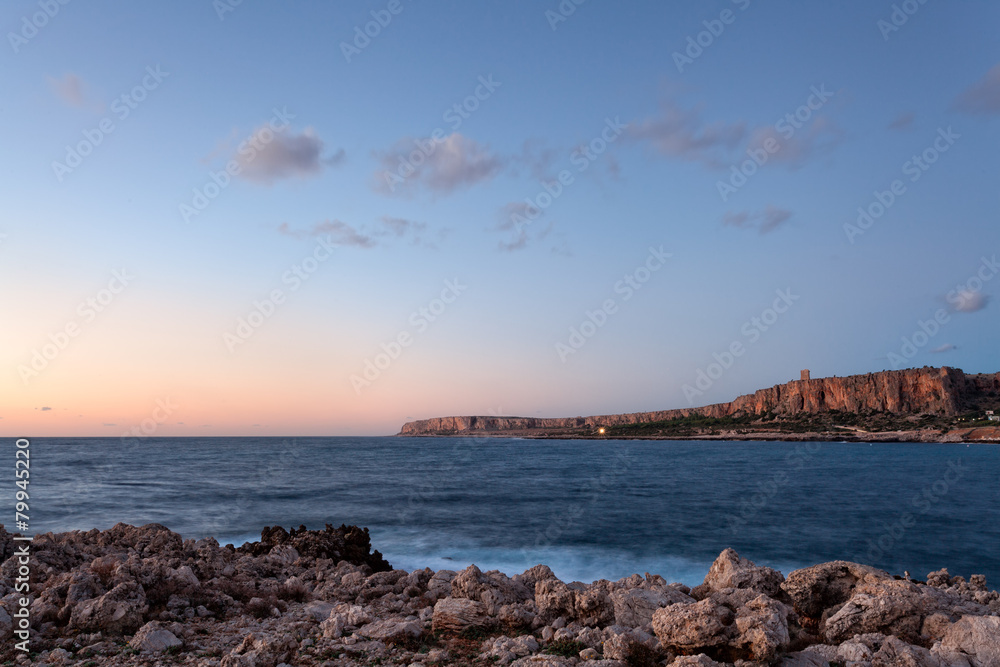 Blue hour on the sicilian coast