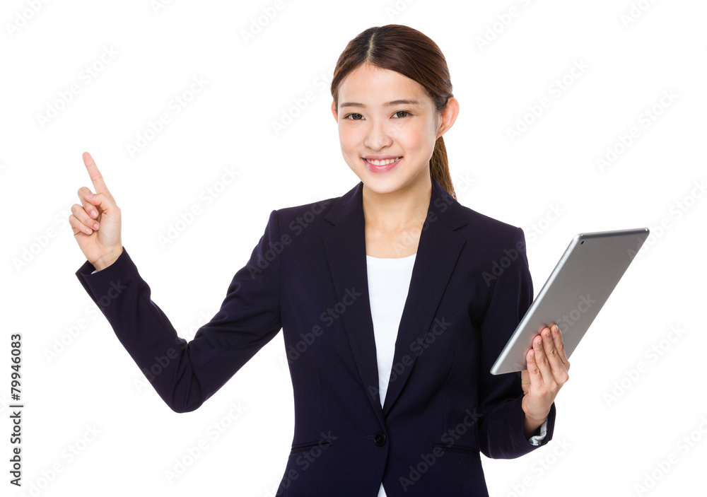 Using pad PC business woman isolated on white background Using pad PC business woman isolated on white background