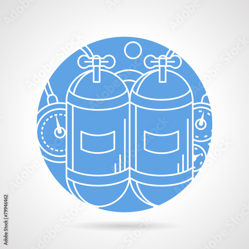 Round blue vector icon for aqualung