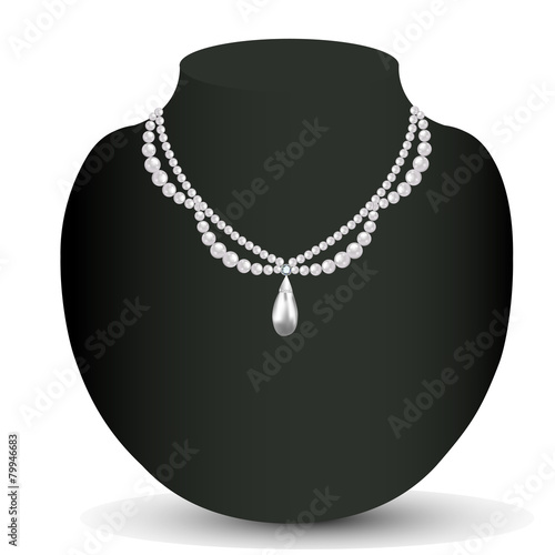 illustration of woman's necklace with pearls and precious stones