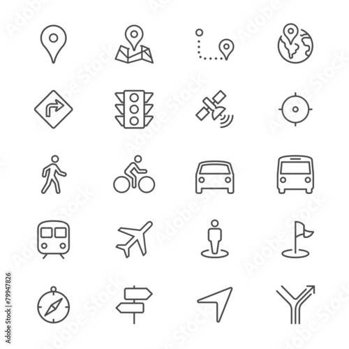 Navigation thin icons
