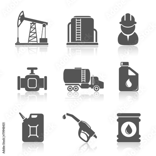 Oil industry petroleum processing icons set