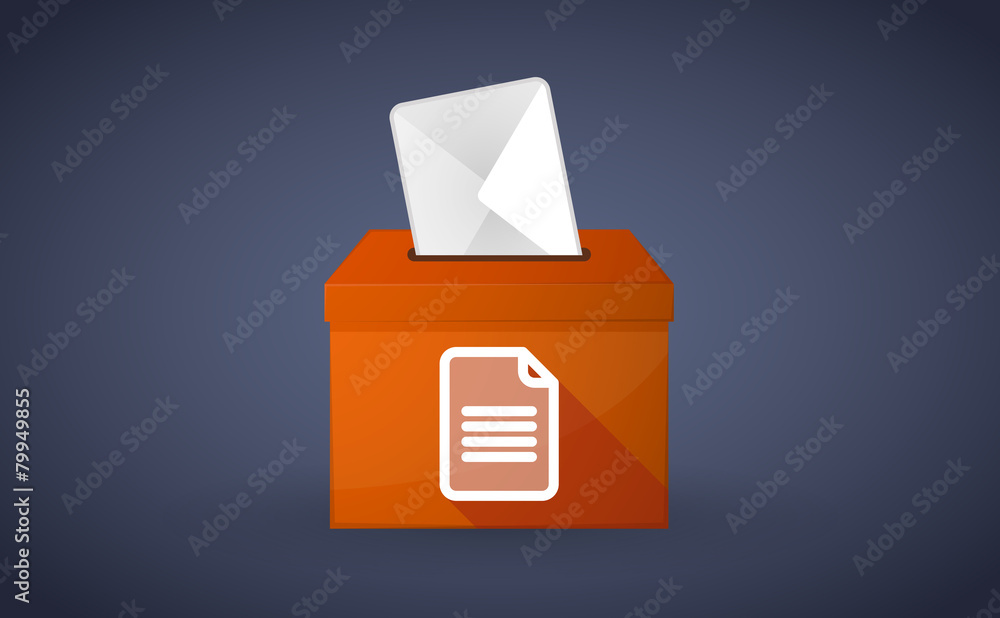 Orange ballot box with a document Orange ballot box with a document