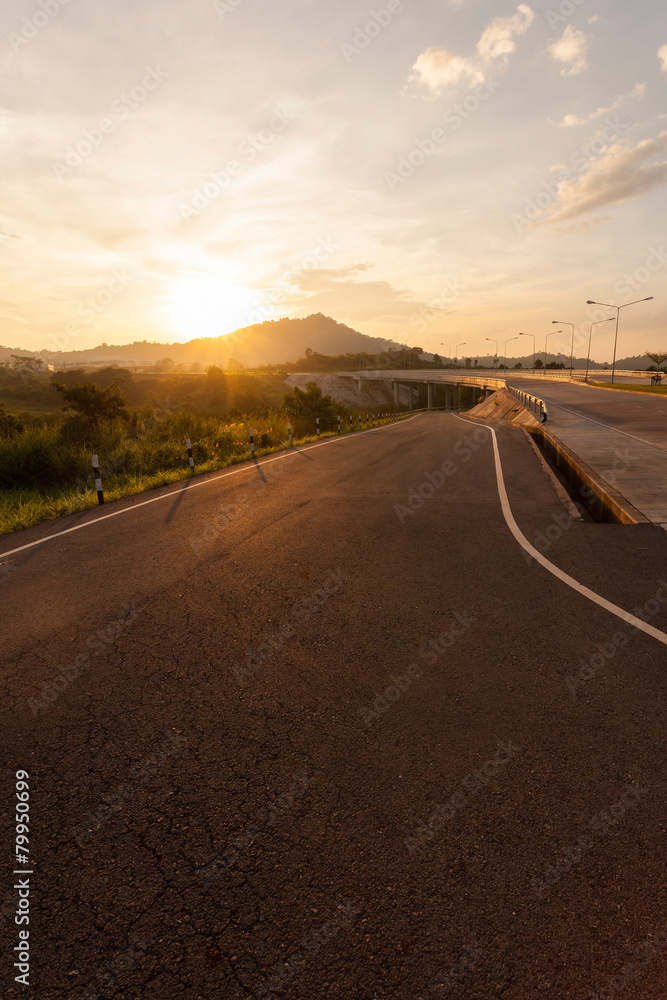 Fototapeta premium Road and bridge during sunset