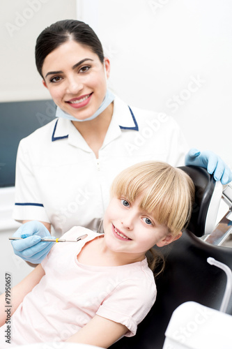 Little girl at annual dental checkup