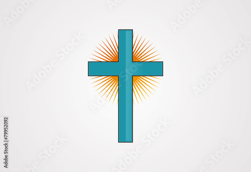 Sun cross church logo vector