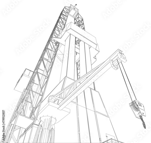 Oil rig. Detailed vector illustration