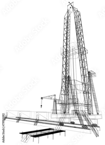 Oil rig. Detailed vector illustration
