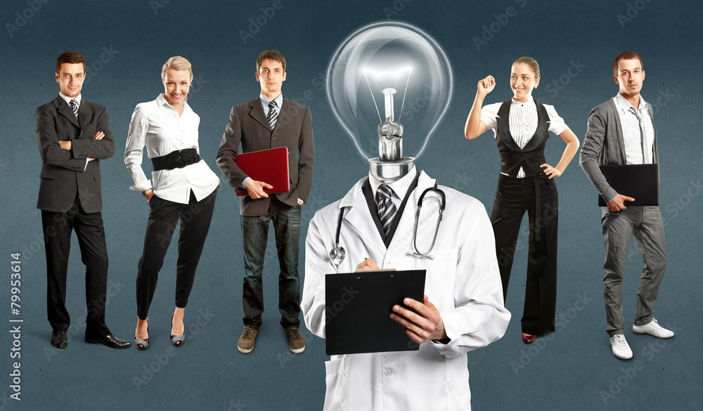Business Team With Lamp Head Doctor Business Team With Lamp Head Doctor