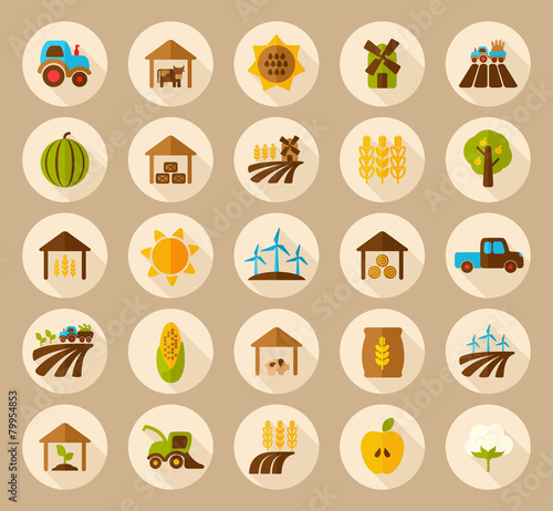 Farm Field flat icon with long shadow