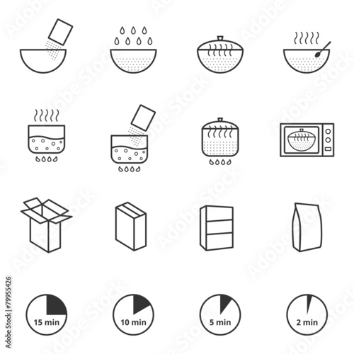 Cooking instruction icons set