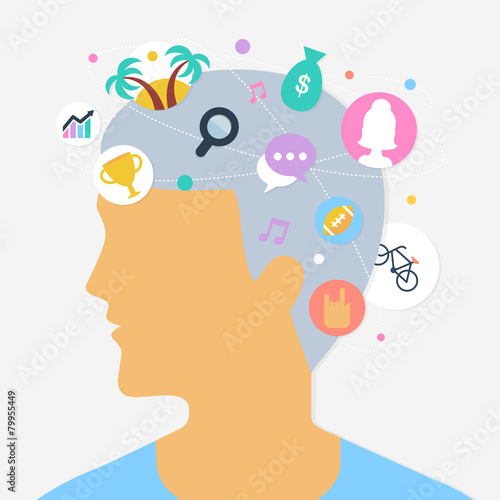 Human thoughts abstract vector illustration, flat style