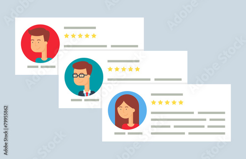 User reviews flat style vector illustration