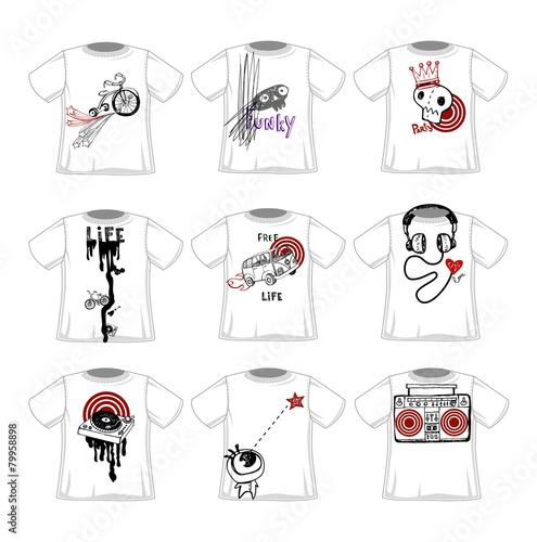 Hipsters doodle style fashionable t-shirts designs