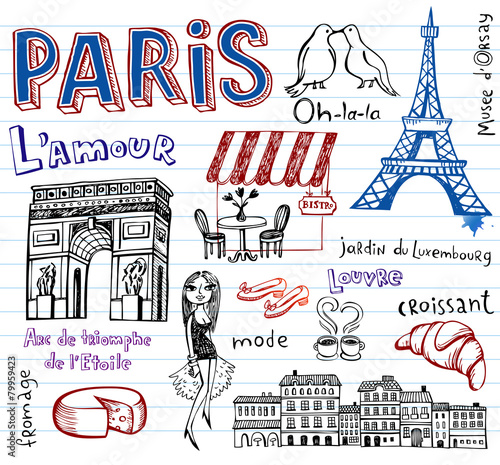 France symbols as funky doodles