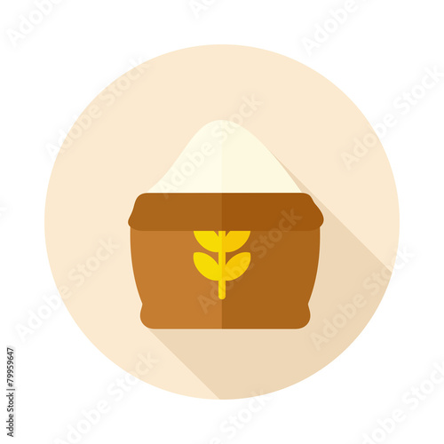 Sack of flour flat icon with long shadow