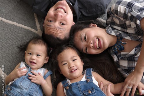 Photography Asian family smiling and laughing