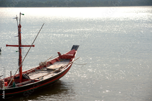 Traditional fishing long tailed boat in Koh Phitak island.