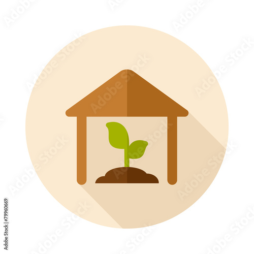Greenhouse flat icon with long shadow