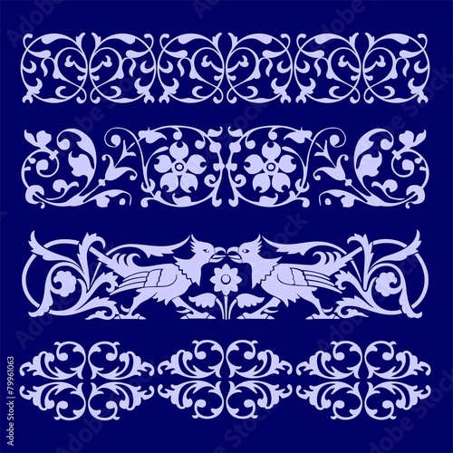königliche Verzierungen und Ornamente blau hellblau