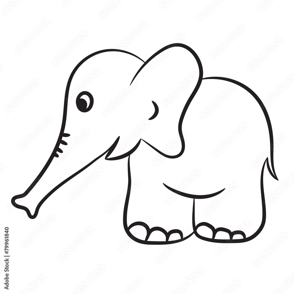 Outlined elephant vector illustration. Isolated on white. Outlined elephant vector illustration. Isolated on white.