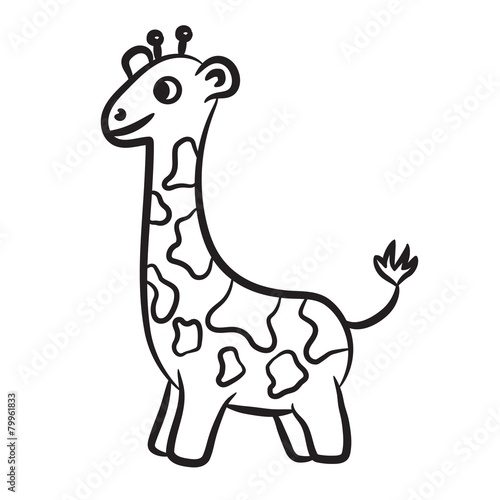 Outlined giraffe vector illustration. Isolated on white.