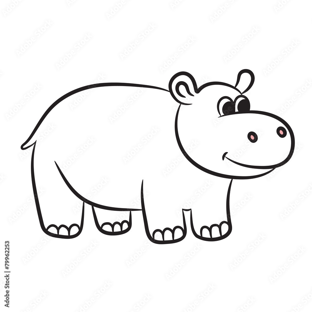 Outlined hippo vector illustration. Isolated on white. Outlined hippo vector illustration. Isolated on white.