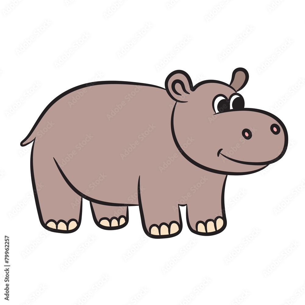 Cartoon hippo. Vector illustration