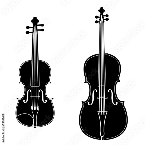 Violin and cello black silhouette illustration