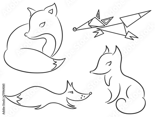 Set of stylized foxes