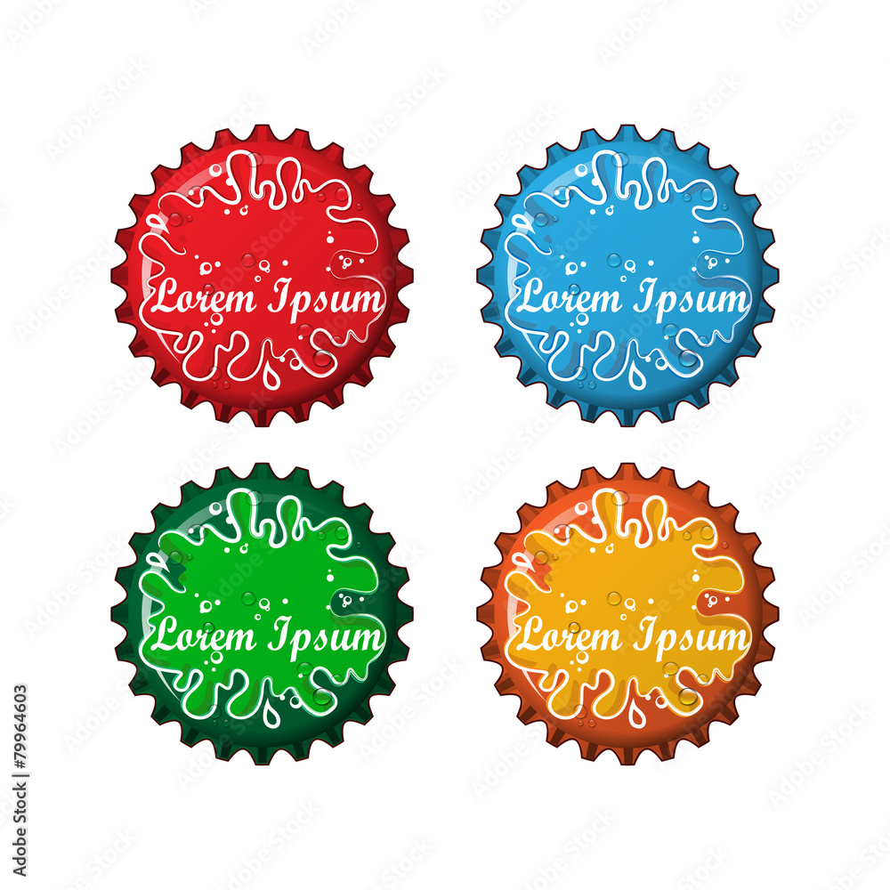 Bottle caps in four different colors Bottle caps in four different colors