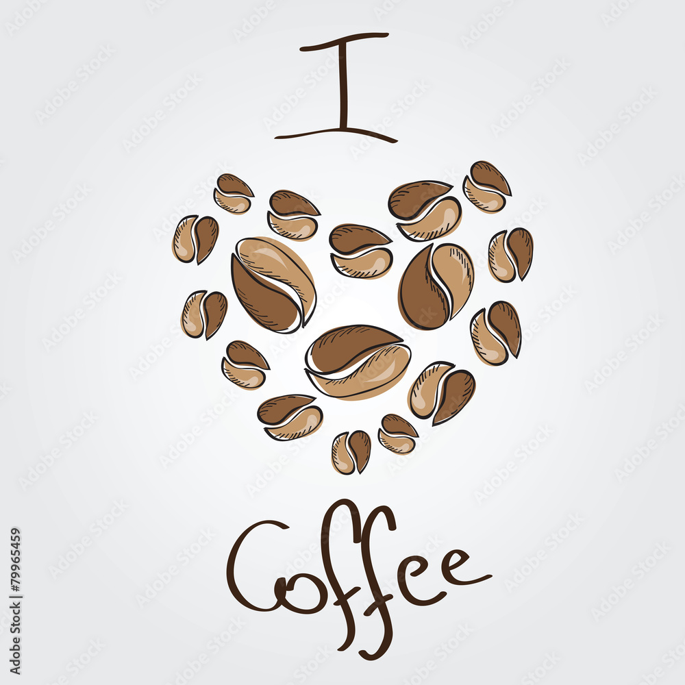 Obraz premium love coffee. Coffee beans heart