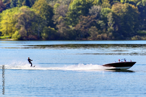 boat with water skier