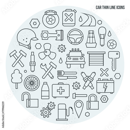 Auto service icons set