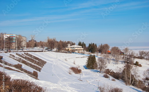 Embankment of Volga River in Ulyanovsk winter