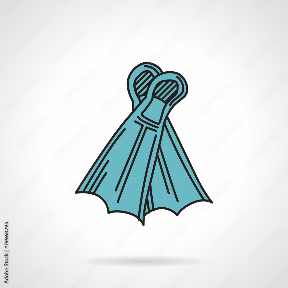 Flat design vector icon for blue flippers Flat design vector icon for blue flippers