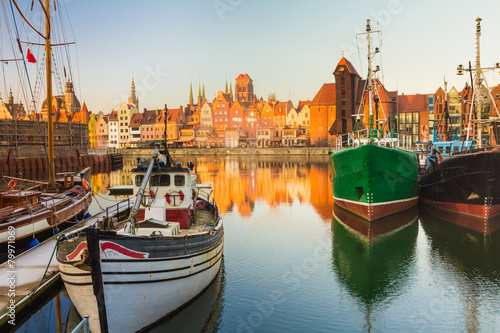 Morning scenery of Gdansk old town in Poland
