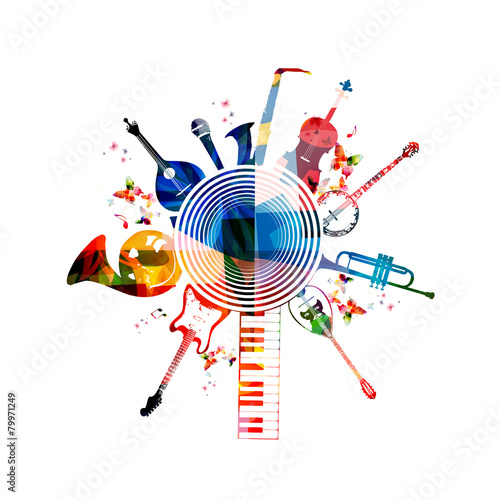 Colorful musical instruments background