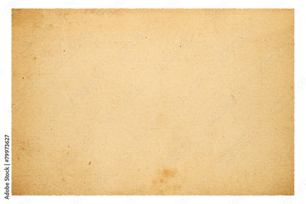 Old blank paper isolated on white background