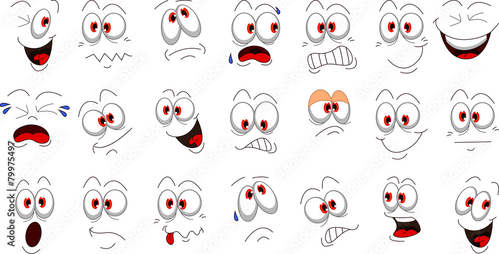 Obraz premium Cartoon face emotions set for you design