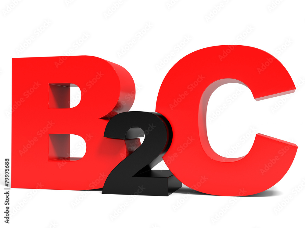 B2C volume letters on white background. B2C volume letters on white background.