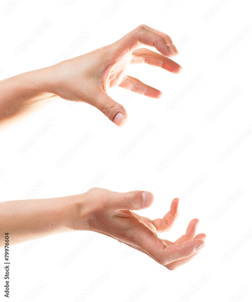 terrible male hands isolated on a white background