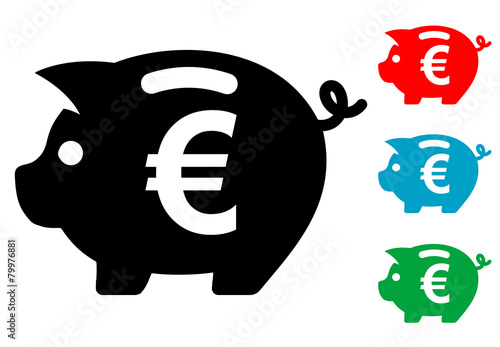 Pictograma hucha con euro en varios colores photo