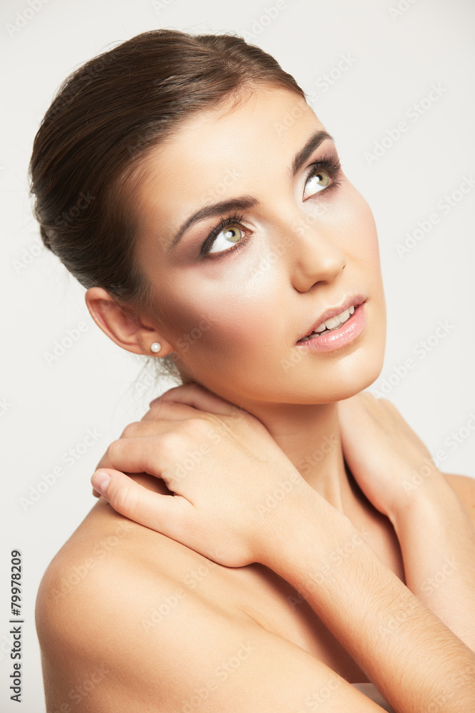 Naklejka premium Close up portrait of beautiful young woman face.