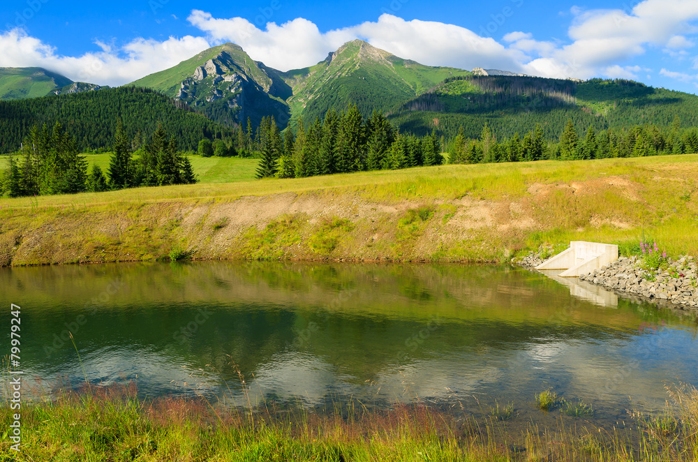 Beautiful mountain lake scenery in High Tatras, Slovakia