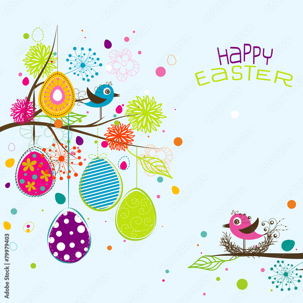 Template Easter greeting card, vector - obrazy, fototapety, plakaty 