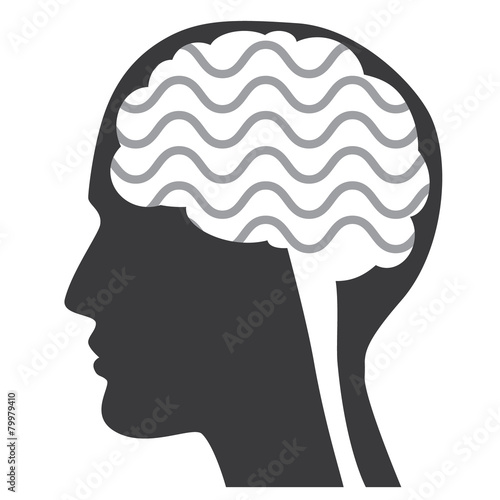 Brain waves abstract illustration with face profile.