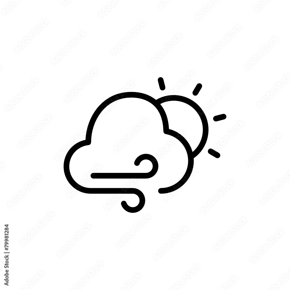 Windy Cloudy Day - Trendy Thin Line Icon Windy Cloudy Day - Trendy Thin Line Icon