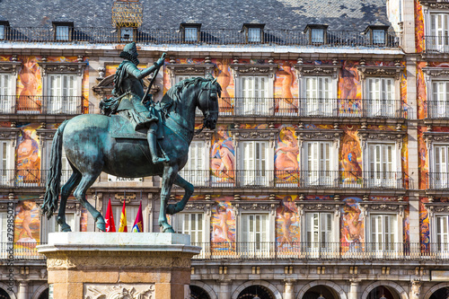 Statue of Philip III at Mayor plaza in Madrid