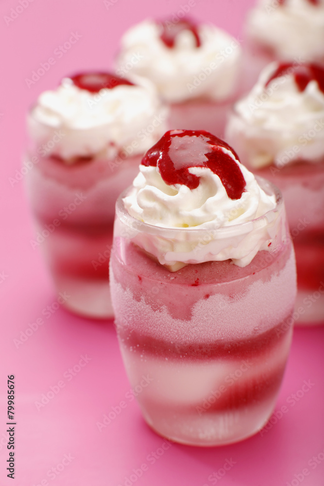 Raspberry ice cream in glass Raspberry ice cream in glass